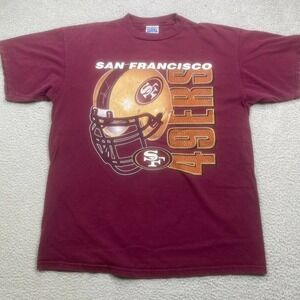 San Francisco‎ 49ers Shirt Mens XL Red Burgundy Thrashed Y2K NFL Graphic